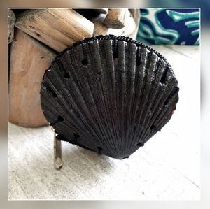 Rare Calico Scallop Clam Shell Zippered Coin Purse